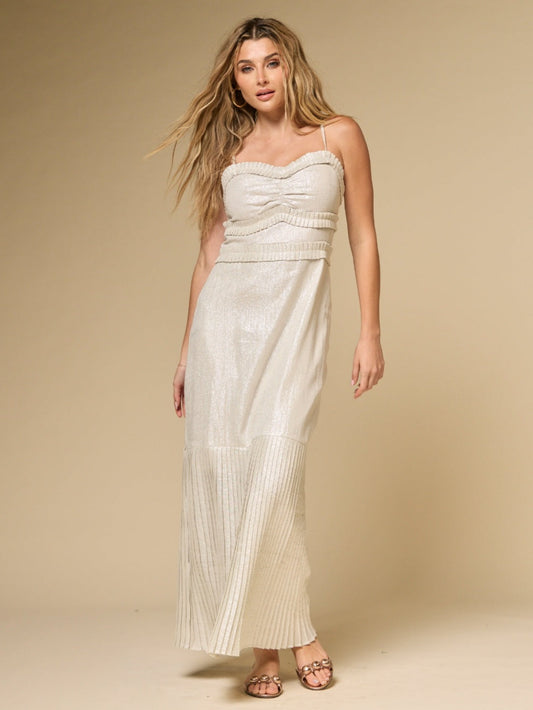 Valia Dress - Cream/Silver