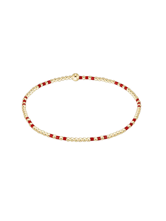 Gameday Hope Joy Pattern 2mm Bead Bracelet - Bright Red