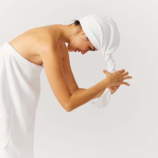 Hair Towel - White Embroidered Towel