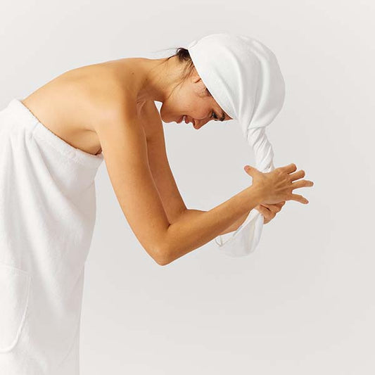 Hair Towel - White Embroidered Towel