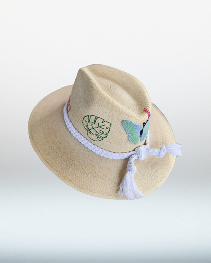 Butterfly + Heart Double Zig Zag Brim Palm Hat