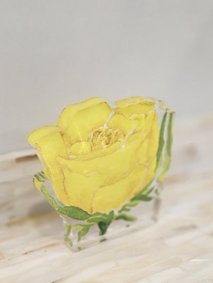 Yellow Rose Acrylic Art Block Small