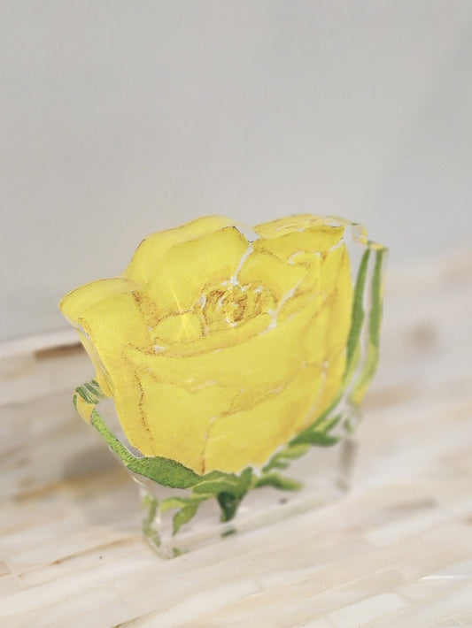 Yellow Rose Acrylic Art Block Small