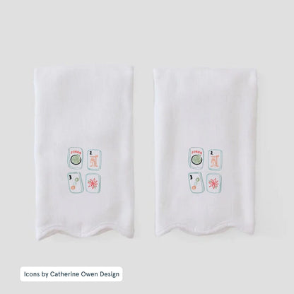 Mahjong Tiles Scalloped Powder Bath Towels