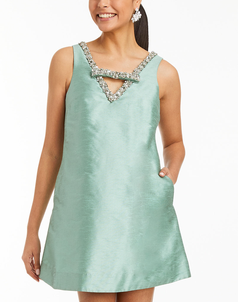 Willa Embellished Mini Dress- Jade