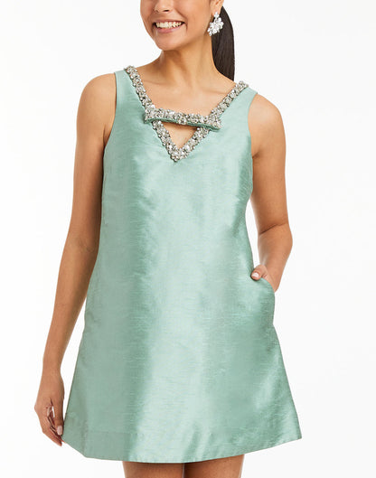 Willa Embellished Mini Dress- Jade