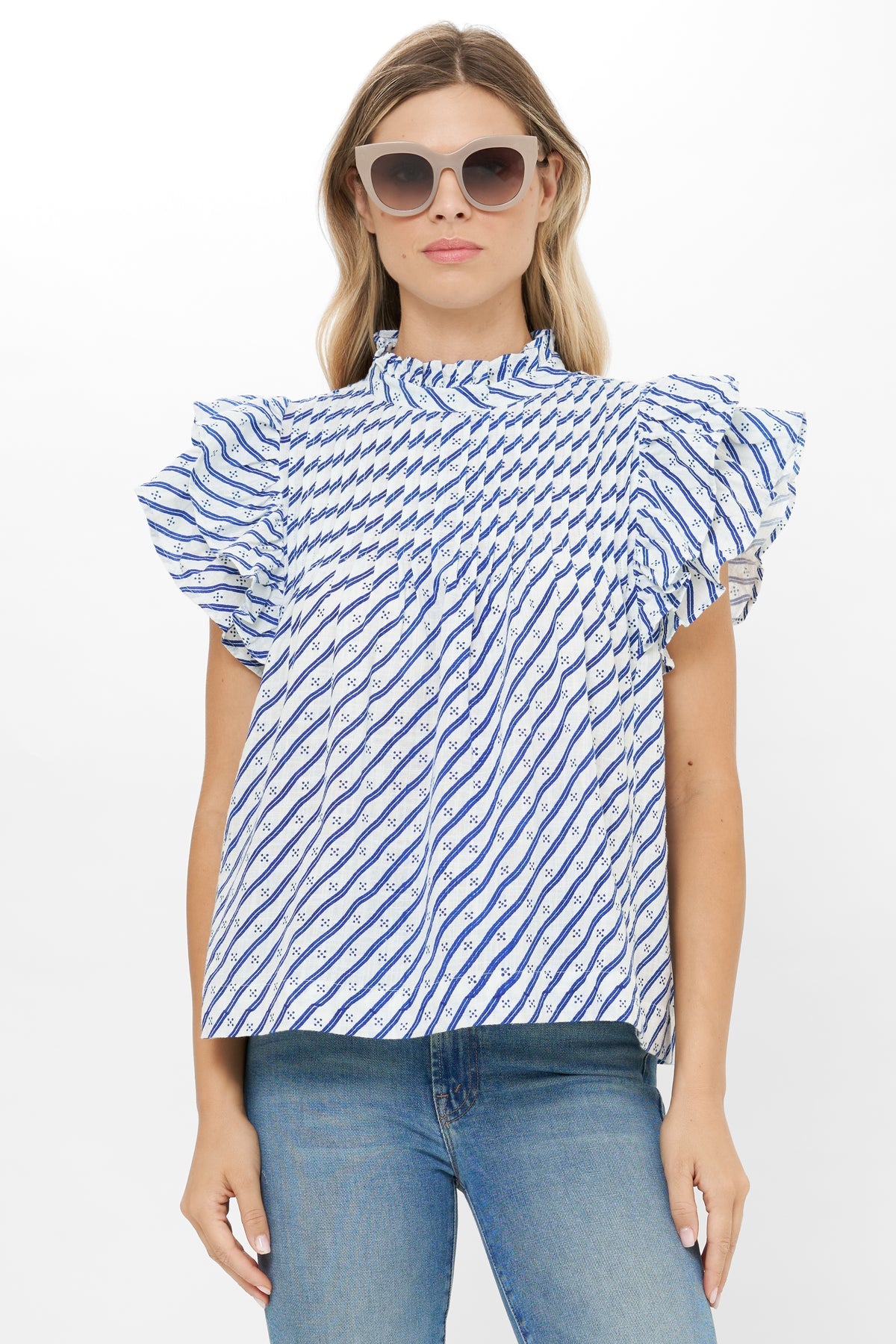 Pintuck Ruffle Top - Dipsy Navy