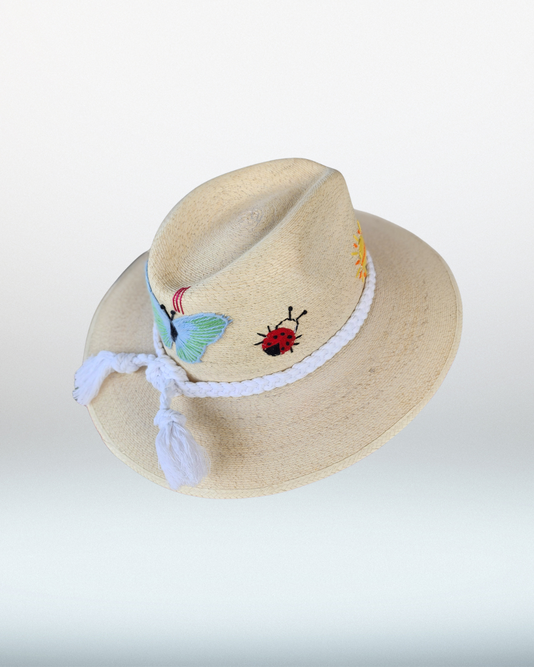 Butterfly + Heart Double Zig Zag Brim Palm Hat