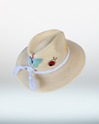 Butterfly + Heart Double Zig Zag Brim Palm Hat