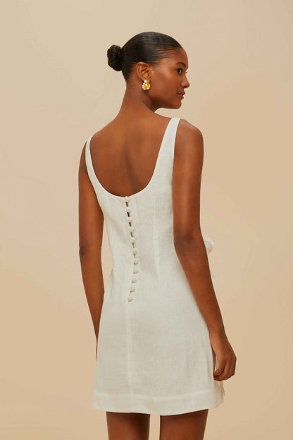 Off-White Sleeveless Euroflax™ Premium Linen Mini Fress