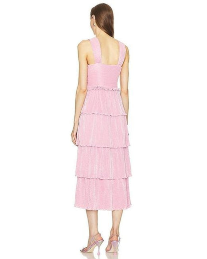 Saylor - Esperanza Pink Pleat Midi Dress