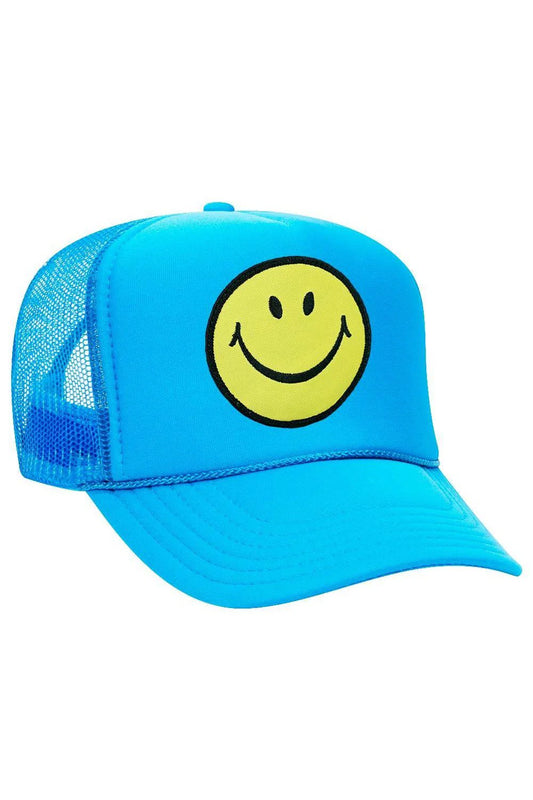 Aviator Nation - Vintage Smiley Trucker Hat - Neon Blue