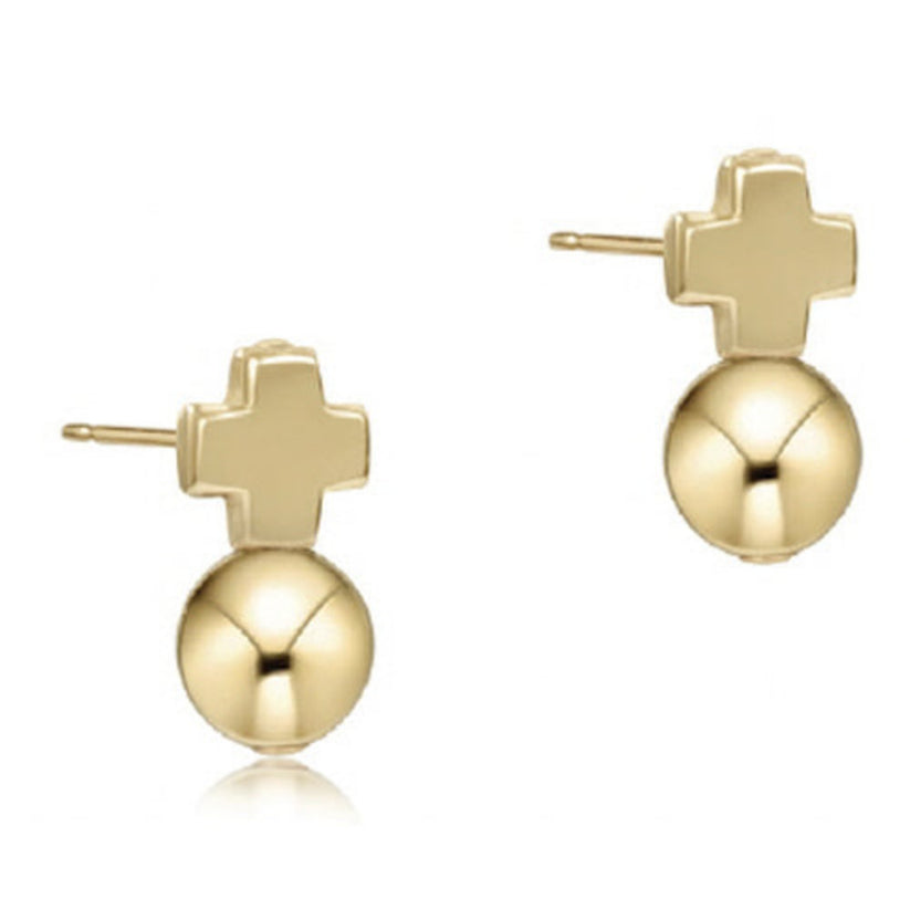 Signature Cross Gold Studs - Classic Gold