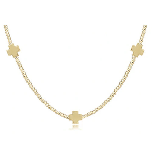 Choker Signature Cross Gold Pattern 2mm Bead - Signature Cross Gold