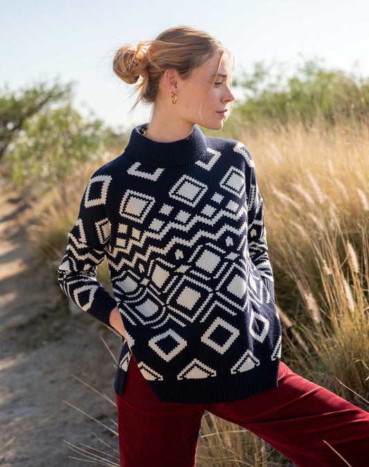 Sun Valley Sweater - Navy/Cream