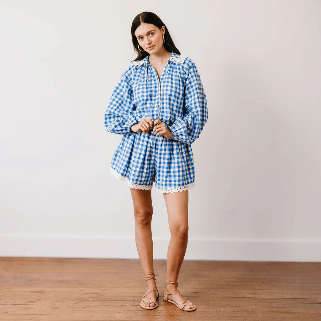 Blue Bay Gingham Willa Top