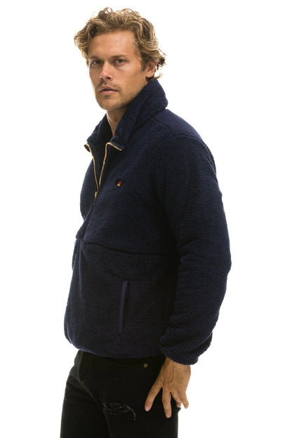 Aviator Nation - Teddy Unisex Half Zip Jacket - Navy