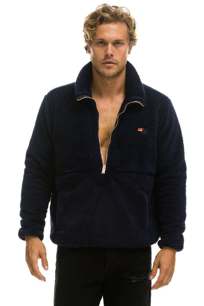 Aviator Nation - Teddy Unisex Half Zip Jacket - Navy