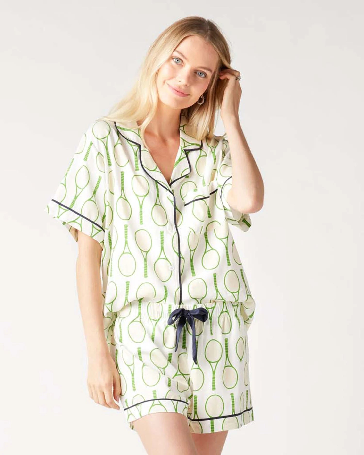 Tennis Time Pajama Shorts Set - Green