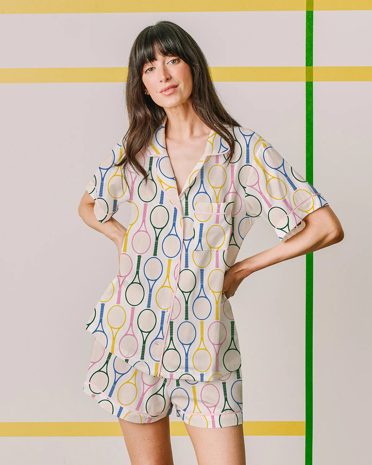 Tennis Time Pajama Shorts Set - Multi