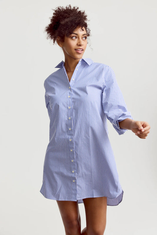 The Shirt - The WFH Dress - Blue/White Stripe