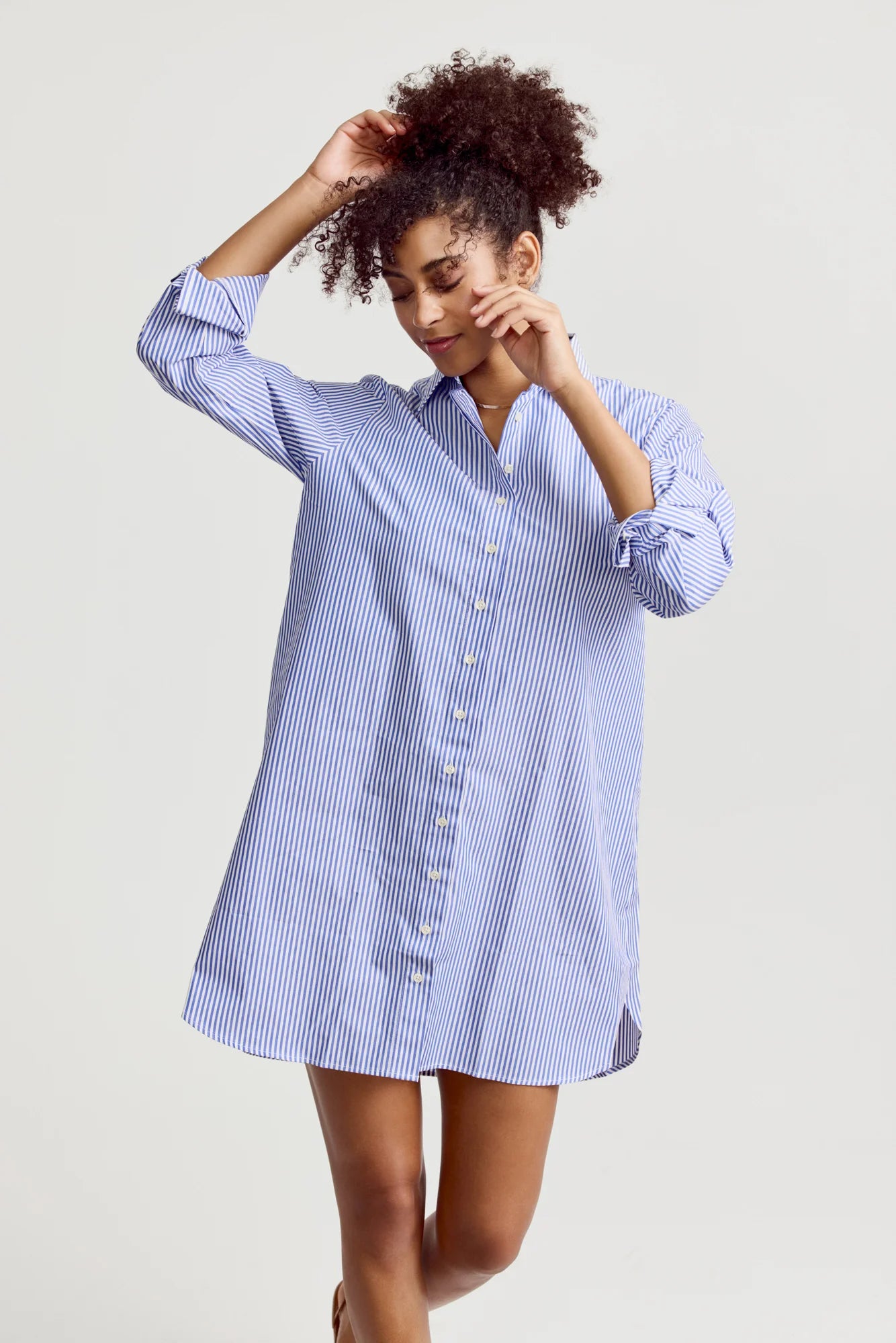 The Shirt - The WFH Dress - Blue/White Stripe