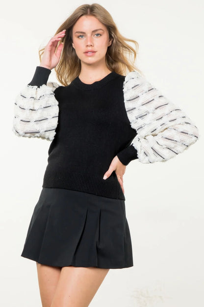 THML - Mixed Media Knit Top - Black