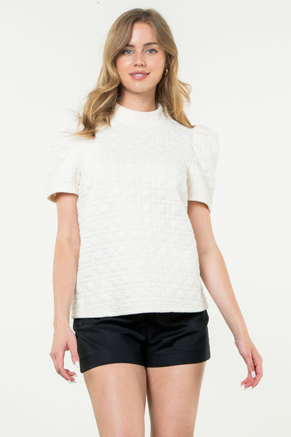 THML - Short Sleeve Textured Top - Cream