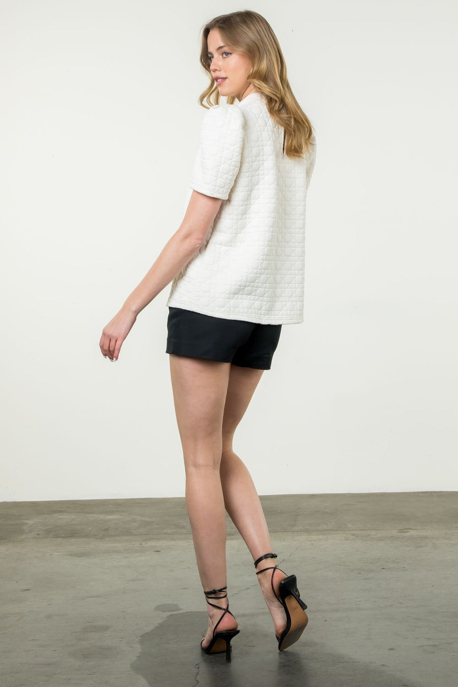 THML - Short Sleeve Textured Top - Cream