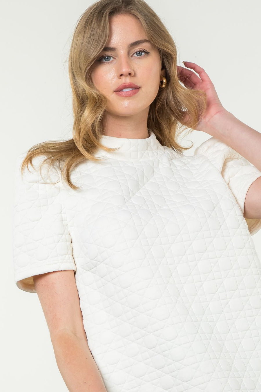 THML - Short Sleeve Textured Top - Cream