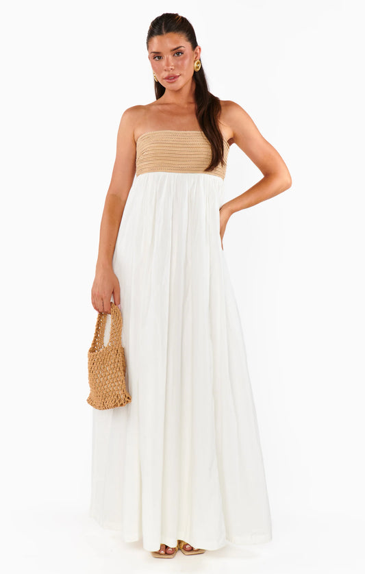 Show Me Your Mumu - Dockside Maxi Dress - White Voile with Twisted Rope