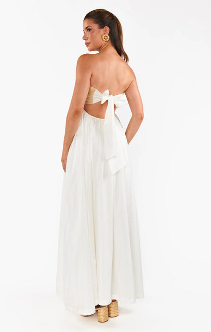 Show Me Your Mumu - Dockside Maxi Dress - White Voile with Twisted Rope