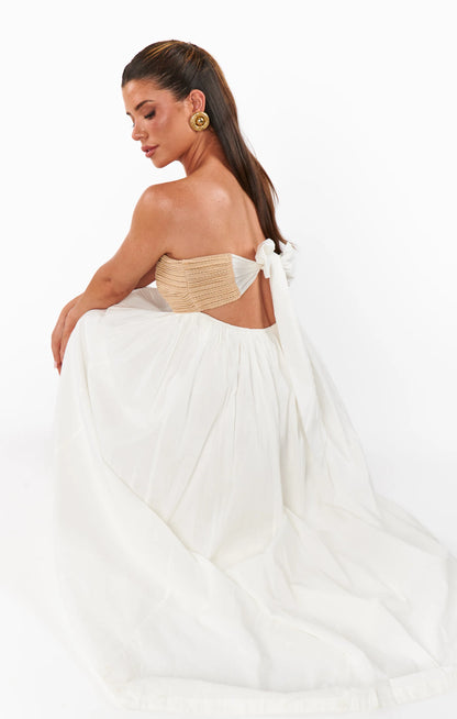 Show Me Your Mumu - Dockside Maxi Dress - White Voile with Twisted Rope