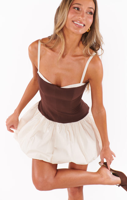 Tiffany Skort Dress - Chocolate & Cream