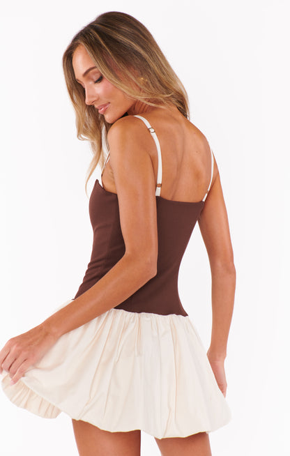 Tiffany Skort Dress - Chocolate & Cream