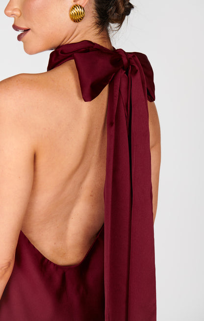 Lisa Mini Dress - Cranberry Luxe Satin