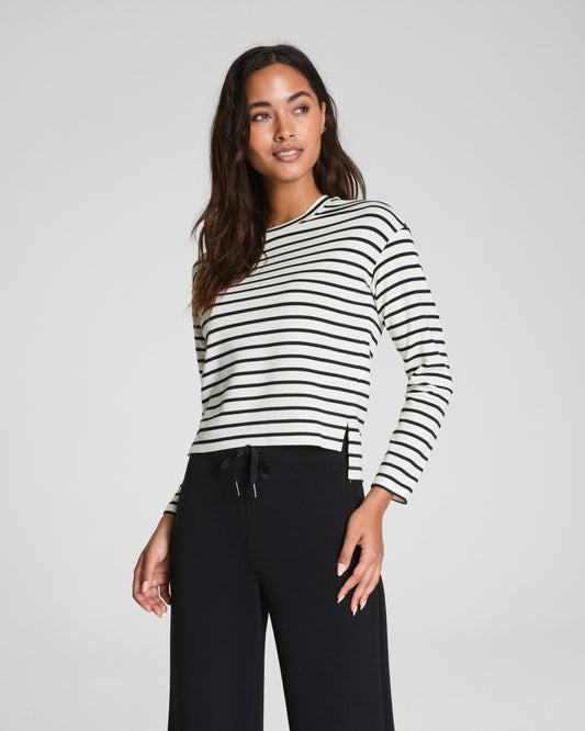 AirEssentials® Long Sleeve Side Slit Top - Pier Stripe