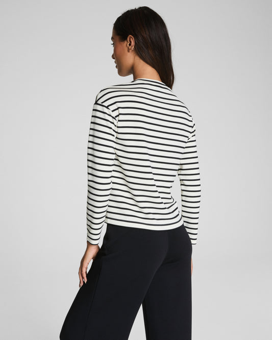 AirEssentials® Long Sleeve Side Slit Top - Pier Stripe