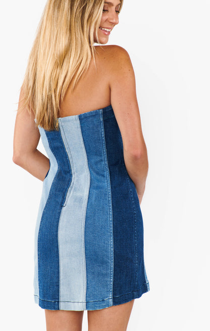 Show Me Your Mumu - Coronado Corset Dress - Shady Indigo Stripe
