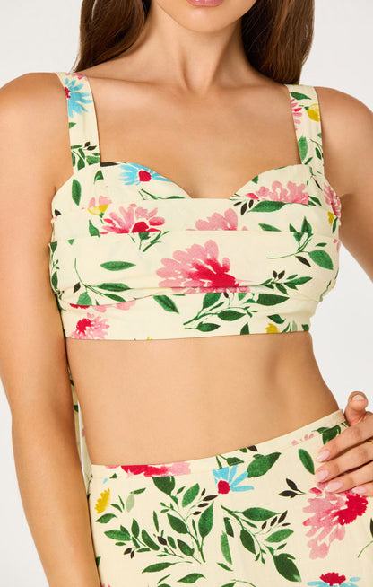 Myria Top & Skirt Set - Yellow Pink Floral