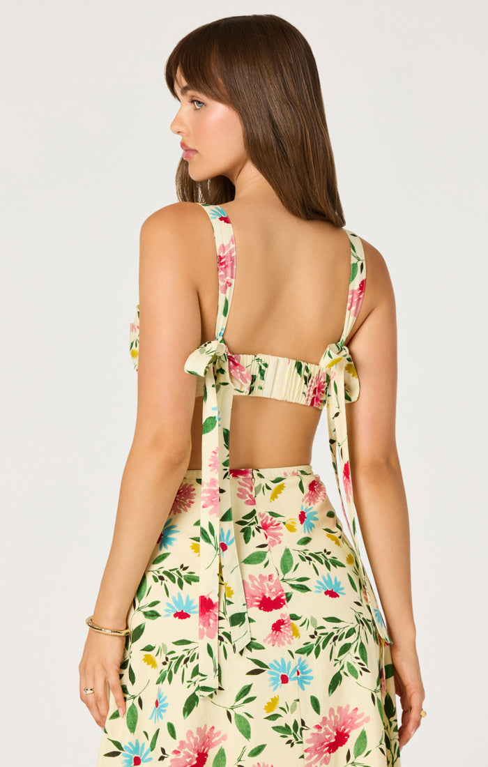 Myria Top & Skirt Set - Yellow Pink Floral