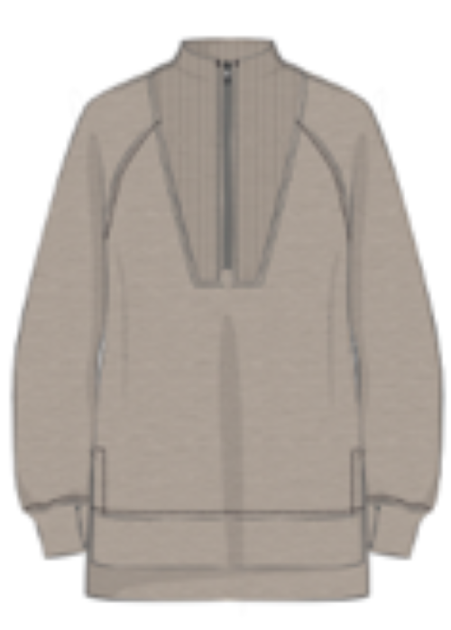 Brushed AirEssentials® Half Zip Tunic - Birch Heather