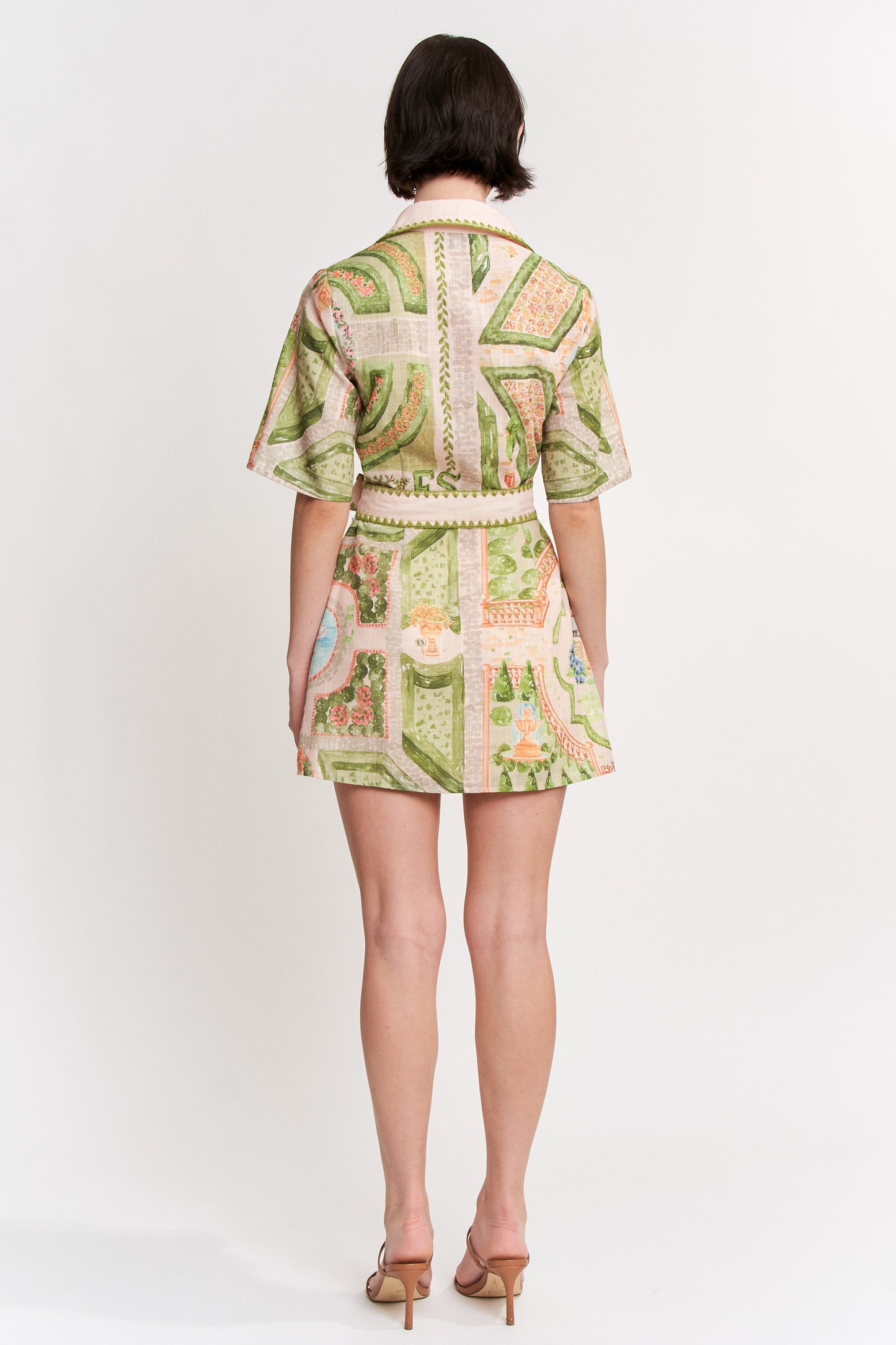 Sariyah Mini Shirt Dress - Ivory Olive Multi