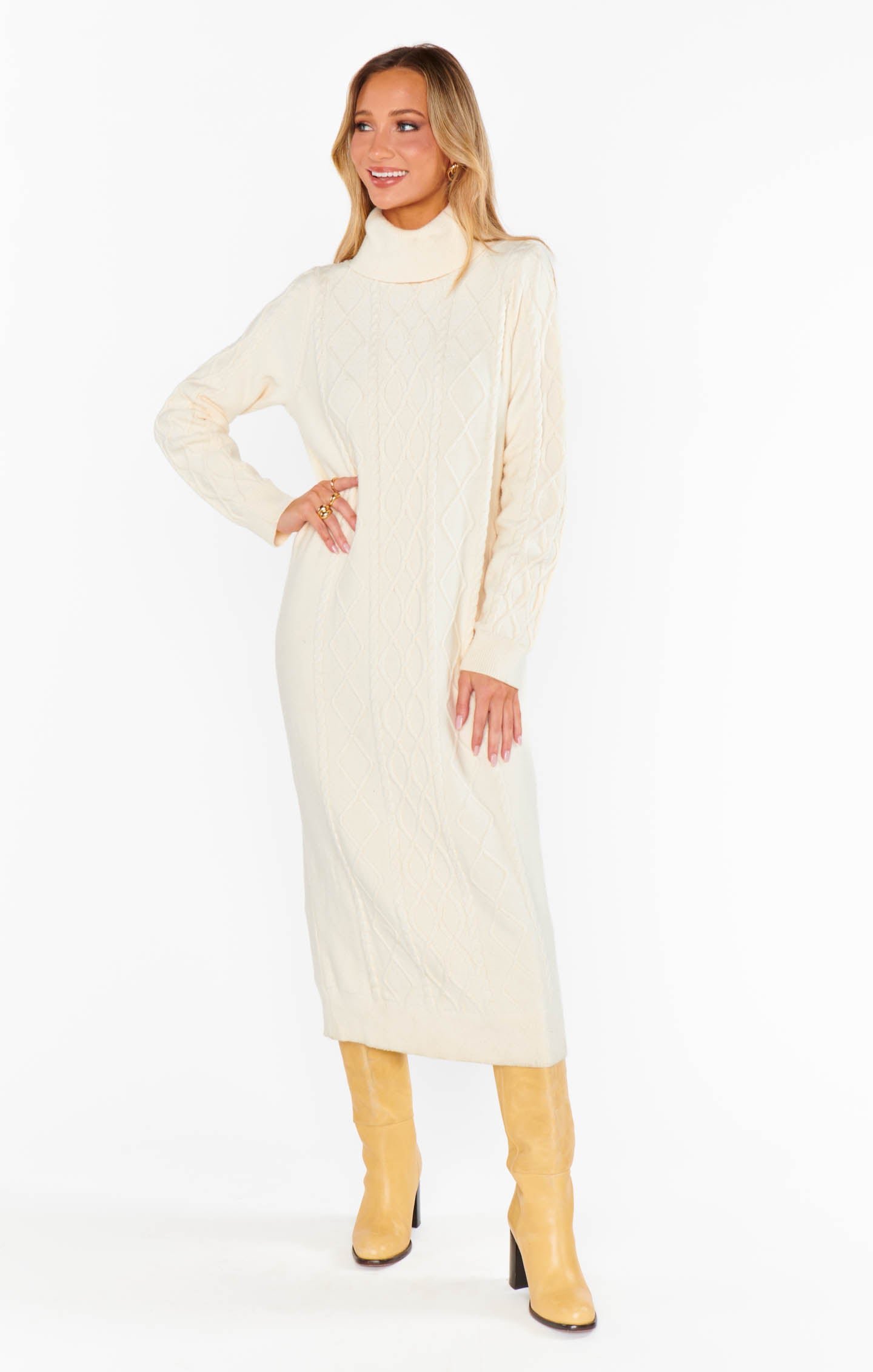 Show Me Your Mumu - Montreal Midi Dress - Cream Cable Knit