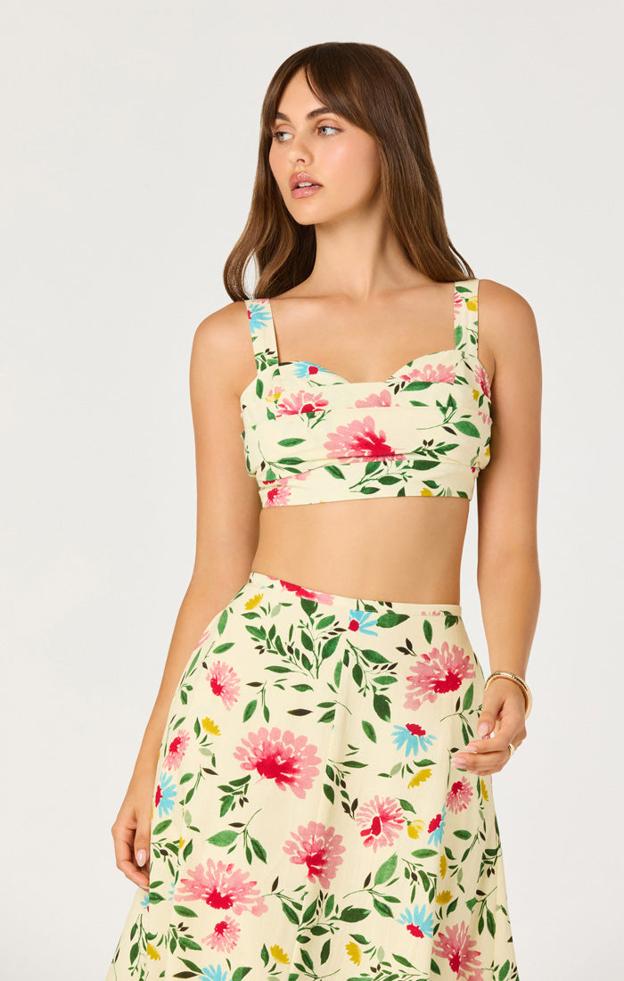 Myria Top & Skirt Set - Yellow Pink Floral