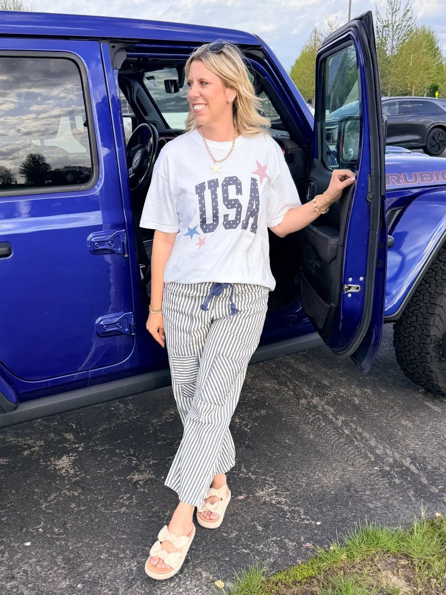 USA Dots & Stars Graphic Tee - White