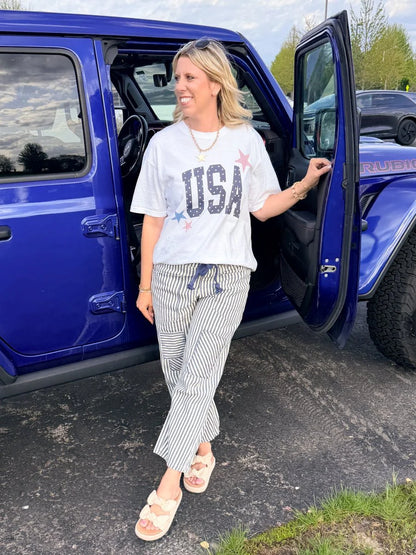 USA Dots & Stars Graphic Tee - White