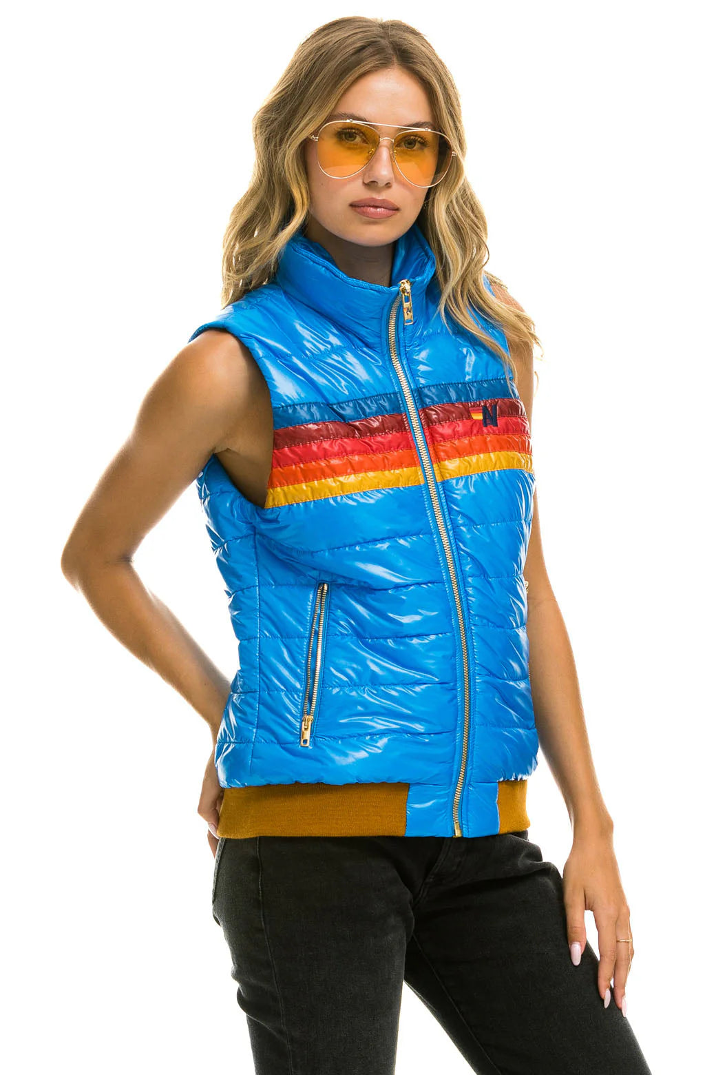 Aviator Nation - Women's 5 Stripe Vest - Glossy Blue Cina