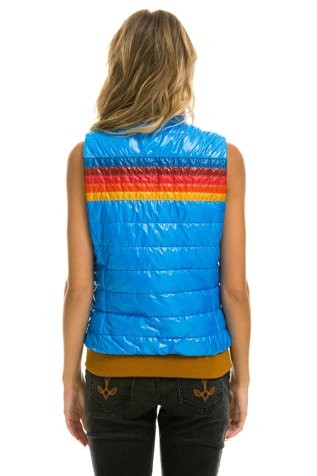 Aviator Nation - Women's 5 Stripe Vest - Glossy Blue Cina