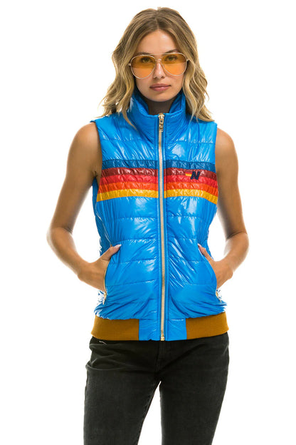 Aviator Nation - Women's 5 Stripe Vest - Glossy Blue Cina